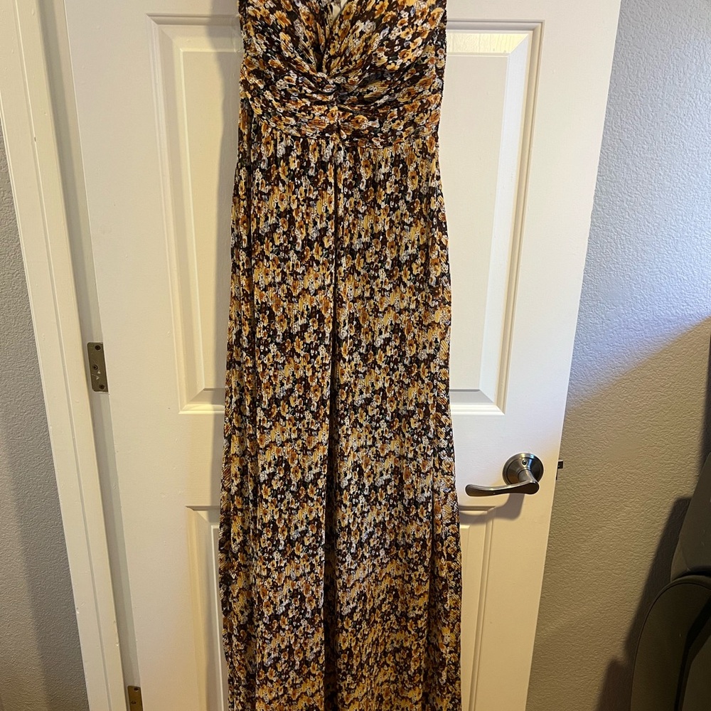 12th Tribe Strapless Brown and Black Maxi Dress
